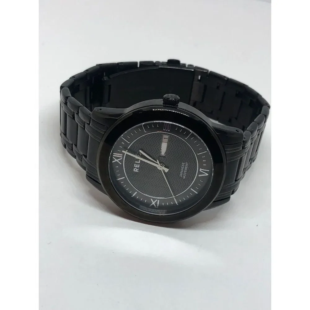 Relic ZR12053 Men's Black Stainless Steel Analog Black Dial Quartz Watch HO174